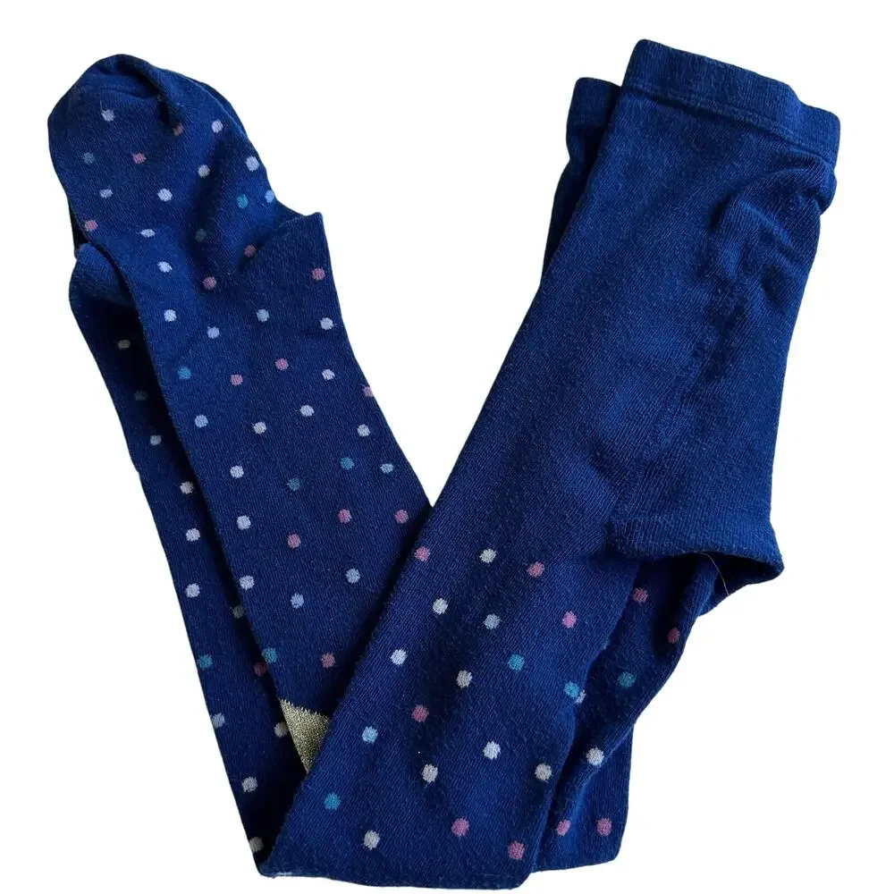 Carter's Blue Polka Dot Heart Knee Tights Size 4-7 Years